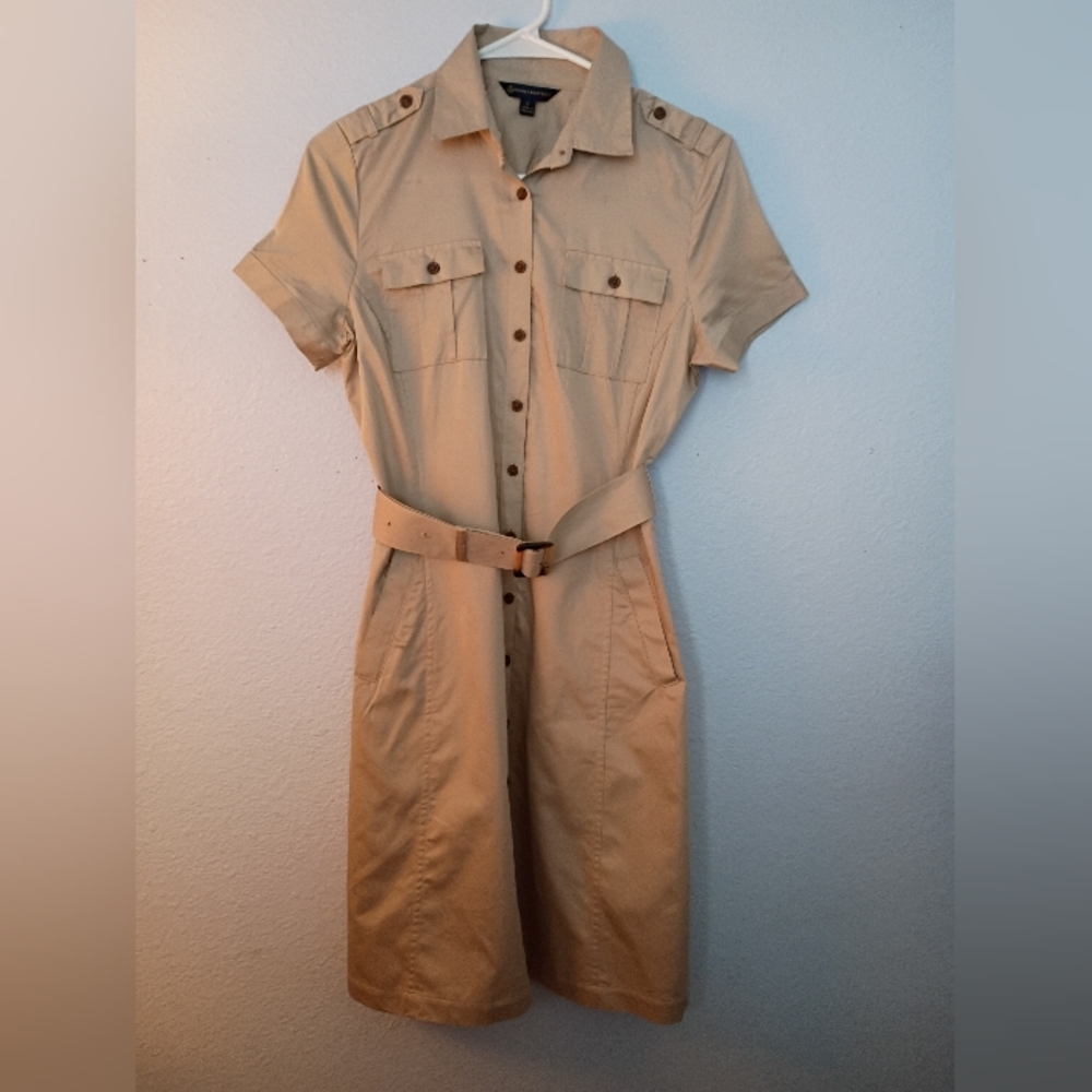 Brooks Brothers Tan Cotton Safari Dress
